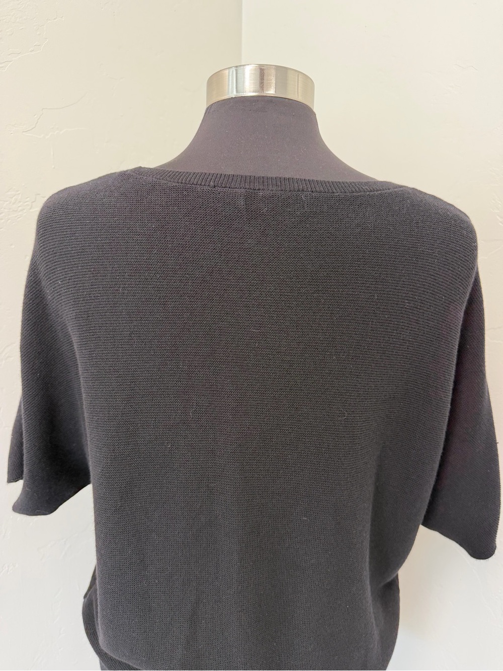Quince Lightweight Cotton Cashmere Link-Stitch Black Dolman Sweater Size M - Picture 10 of 14